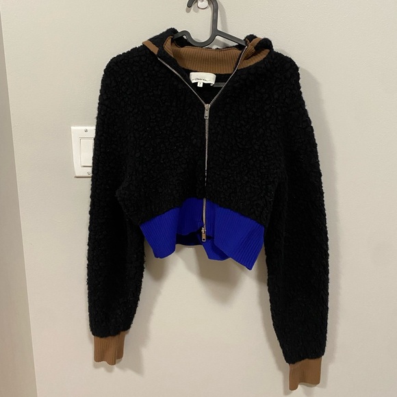 3.1 Phillip Lim Sweaters - 3.1 Phillip Lim Cropped wool cardigan hoodie with zipper